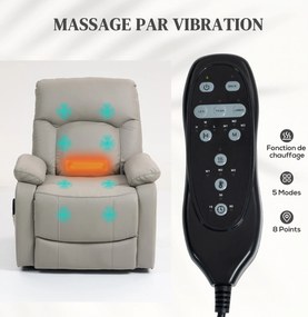 Poltrona elevatória elétrica, 89 x 94,5 x 103 cm poltrona relax elétrica com função de massagem e aquecimento, cinzenta