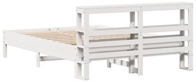 Cama sem colchão 140x190 cm madeira de pinho maciça branco