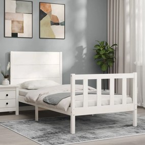 Cama sem colchão 100x200 cm madeira de pinho maciça branco