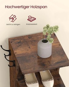 Sapateira estreita para sapatos com 7 prateleiras 30 x 26,4 x 110,4 cm Castanho vintage