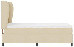 Cama com Estrado e Colchão - Creme 100x200 cm em Tecido