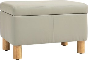 HOMCOM Baú de Armazenamento para Dormitório 33L Puff de Armazenamento Estofado em PU Banco de Arrumação 60x38x40 cm Cinza Claro | Aosom Portugal