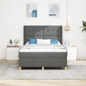 Cama Box Spring com Colchão Grey Escuro 160x200 cm Tecido
