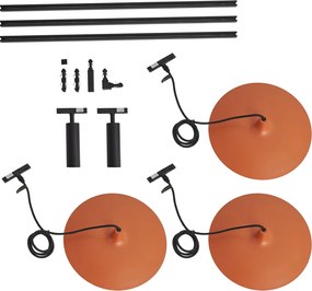 Sistema de iluminação de trilho moderno preto com 2 focos e 3 luzes pendentes laranja 1-fase - Slimline Uzzy Panzi