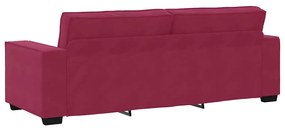 Sofá de 3 lugares veludo 180 cm vermelho tinto