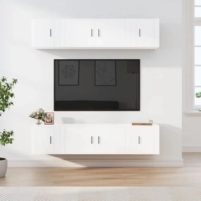 vidaXL Conjunto móveis de TV 6 pcs madeira processada branco