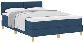 Cama Box Spring com Colchão Azul 140x190 cm Tecido