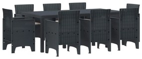 vidaXL Conjunto de Jantar para Jardim 9 pcs Antracite Polipropileno