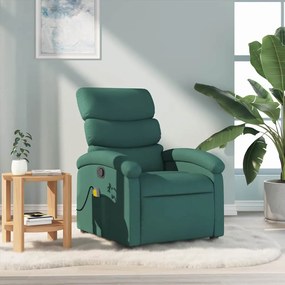 Poltrona de massagens reclinável tecido verde-escuro