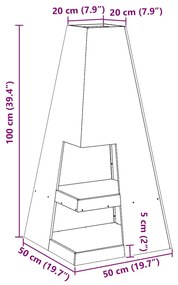 Churrasqueira com espaço pra lenha 50 x 50 x 100 cm - Aço envelhecido