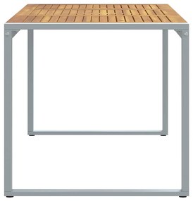 Mesa de Jantar Externa vidaXL Cinza 160x80x75 cm Aço e Madeira Sólida