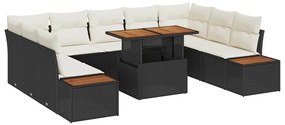 Conjunto de Jantar de Jardim de 10 Peças com Almofadas - Preto, Rattan