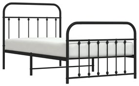 Estrutura de cama com cabeceira e pés 100x190 cm metal preto