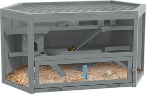 PawHut Gaiola para hamster, 3 andares, bandeja removível, madeira/metal, 115x60x55 cm | Aosom Portugal