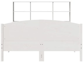 Cama com estante sem colchão 150x200 cm pinho maciço branco