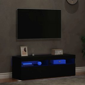 Móveis de TV com luzes LED 2 pcs 60x35x40 cm preto