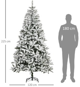 Árvore de Natal Artificial 255cm com Neve Ignífugo com 1300 Ramos Folhas de PVC Abertura Automática Base Dobrável e Suporte Metálico Decoração de Nata