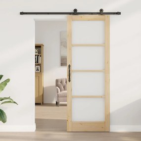 Porta Deslizante com Hardware 'ORKDAL'Madeira Sólida &amp; Vidro