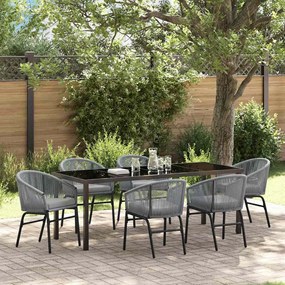 vidaXL Conjunto de Jantar de Jardim em Rattan Poliéster Cinza com 7 Peças