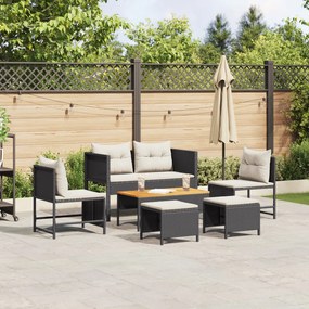 Conjunto de Sofás Externos Preto Rattan Sintético Médio