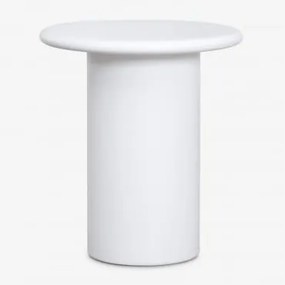 Pack De 2 Mesas De Cabeceira Ø45 Cm Em Cimento Namara Branco - Sklum