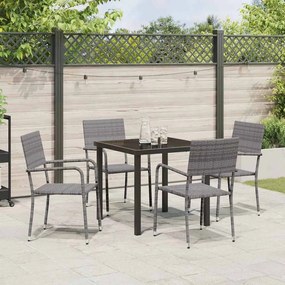 Conjunto de Jantar para Jardim de 5 Peças Cinza em Rattan Sintético