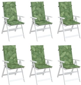 Almofadões cadeira de encosto alto 6 pcs tecido folhas