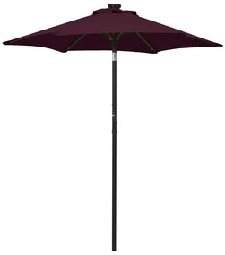 vidaXL Guarda-sol de jardim com luzes LED 200x211 cm alumínio bordô