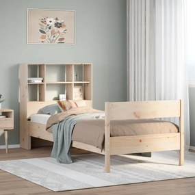 vidaXL Cama com estante sem colchão 90x190 cm pinho maciço