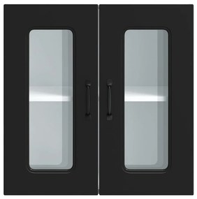 Armário de parede de cozinha porta vidro Kalmar preto