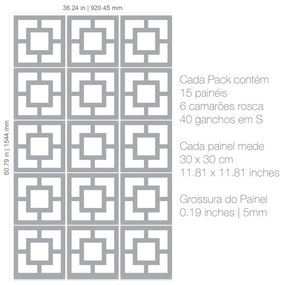 Biombo Suspenso Padrão Peniche (Tamanho: 30 x 30 cm, Material: PVC 5 mm, Cor PVC: Branco, PACKS: Pack de 15 Peças)