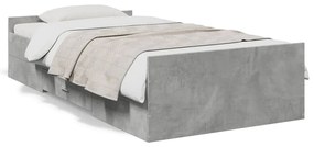 vidaXL Estrutura de cama c/ gavetas derivados de madeira cinza-cimento