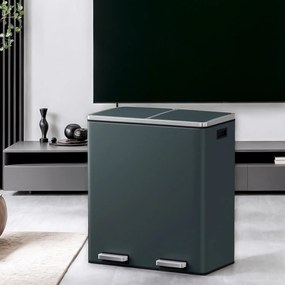Caixote do lixo 2 x 30 L, 59 x 36,5 x 65,2 cm verde acinzentado