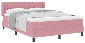 Cama Box com Colchão vidaXL Rosa 140x190 cm Veludo