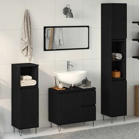 Conjunto de Móveis para Casa de Banho 3 Peças Carvalho Preto Madeira d