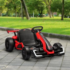 Kart Elétrico 24V para Crianças 6-10 anos, 120 x 76 x 53,5 cm, Motor Duplo de 150 W, Vermelho