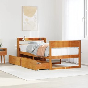 vidaXL Cama sem colchão 90x200 cm pinho maciço castanho-mel