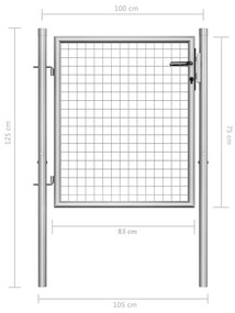 Portão de jardim em aço galvanizado 105x125 cm prateado