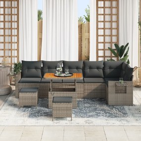 Conjunto de Sofás de Jardim vidaXL com Almofadas Cinza Rattan Sintétic