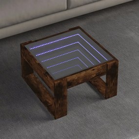 vidaXL Mesa de centro luzes LED Infinity 50x53x30 cm carvalho fumado