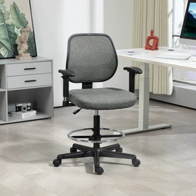 Cadeira de escritório com assento alto ajustável, braços 60 x 57 x 97-119 cm com rodas, cinzenta