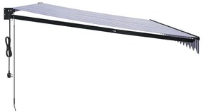 Toldo retrátil automático 5x3 m azul e branco