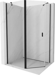 Mexen Mist cabine de duche pentagonal assimétrica com porta de abrir 100 x 90 cm, transparente, preta - 8A8-100-090-70-00