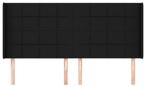 Cabeceira de cama c/ abas tecido 183x16x118/128 cm preto