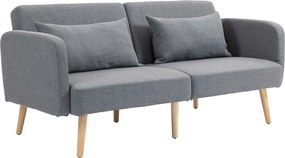 HOMCOM Sofá-cama 3 lugares design clic-clac encosto reclinável e apoios de braço ajustáveis tecido efeito linho cinza | Aosom Portugal