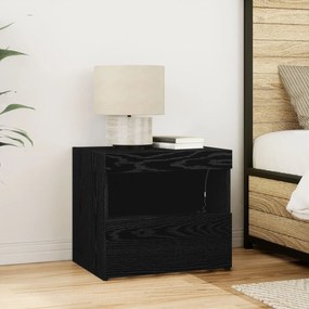 Cômoda de Cabeceira vidaXL com Luzes LED Carvalho Preto 50x40x45 cm