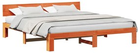 Estrado de Cama com Cabeceira castanha encerada 200x200 cm Madeira de