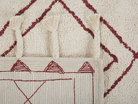 Tapete de algodão branco e vermelho 160 x 230 cm KENITRA Beliani