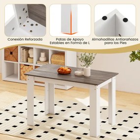Mesa de jantar  em madeira para 4-6 pessoas com pés em L  para sala de jantar 120 x 70 x 75 cm Branco/castanho