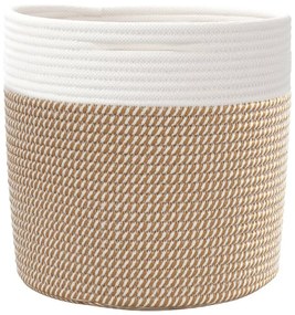 Cestos de arrumação 2 pcs Ø28x28 cm algodão castanho e branco